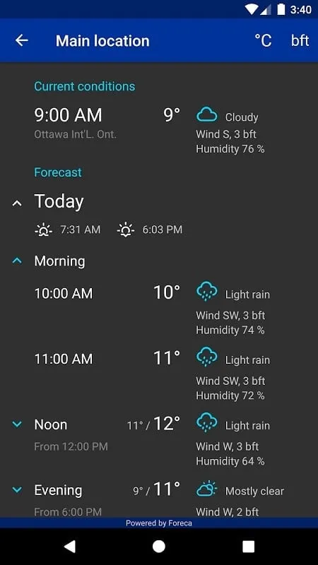 Rain Alarm mod notification settings