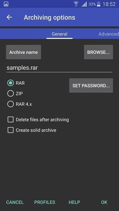 RAR mod showcasing file management capabilities