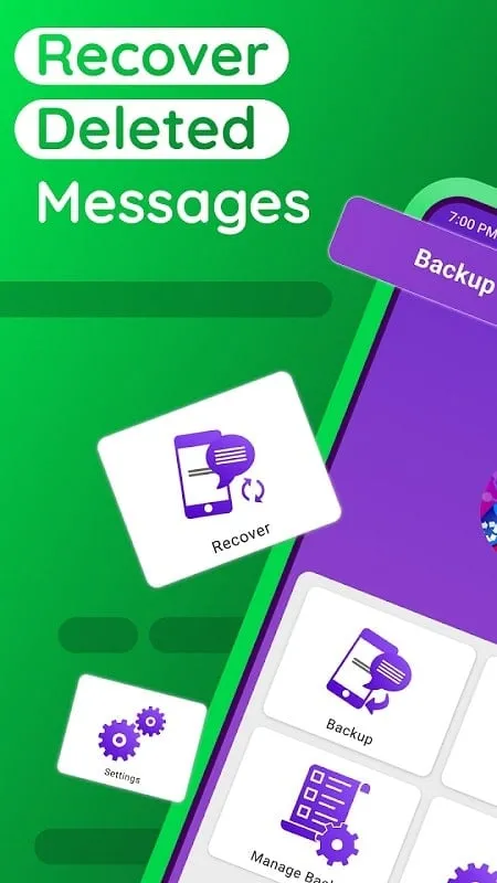 Recover Deleted Messages mod interface showing premium features