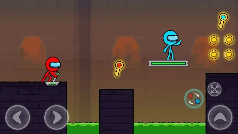 Red and Blue Stickman 2 in-game reward system.