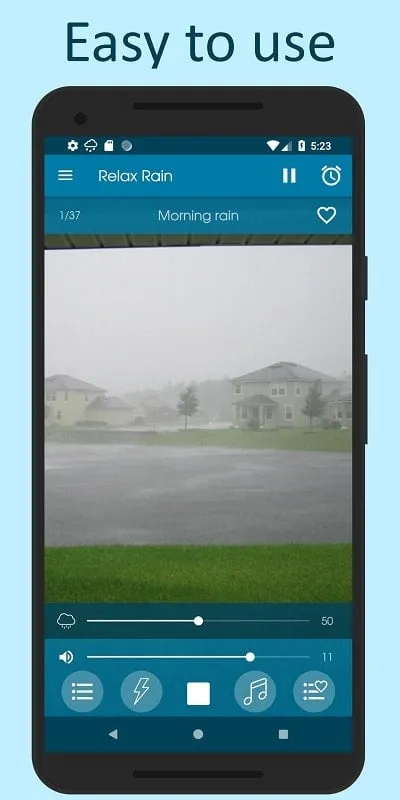 Relax Rain mod interface showing premium features