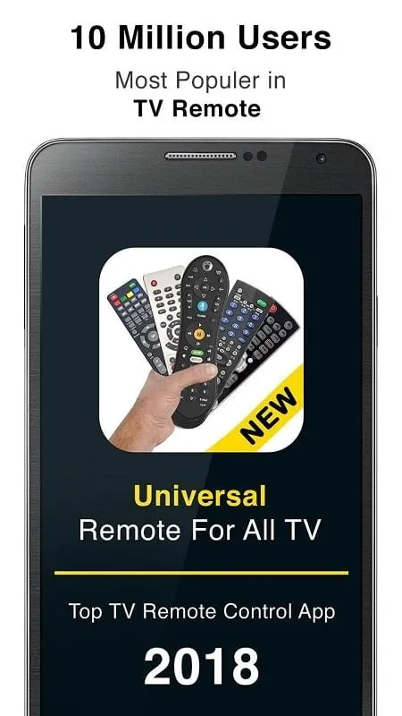 Remote Control for All TV interface displaying various buttons and options.