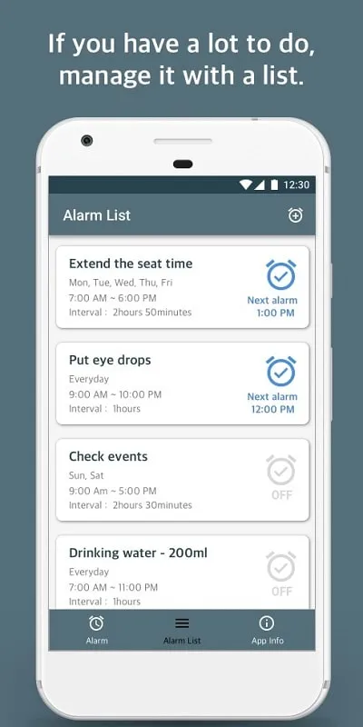 Fitur premium Repeat Alarm Mod APK