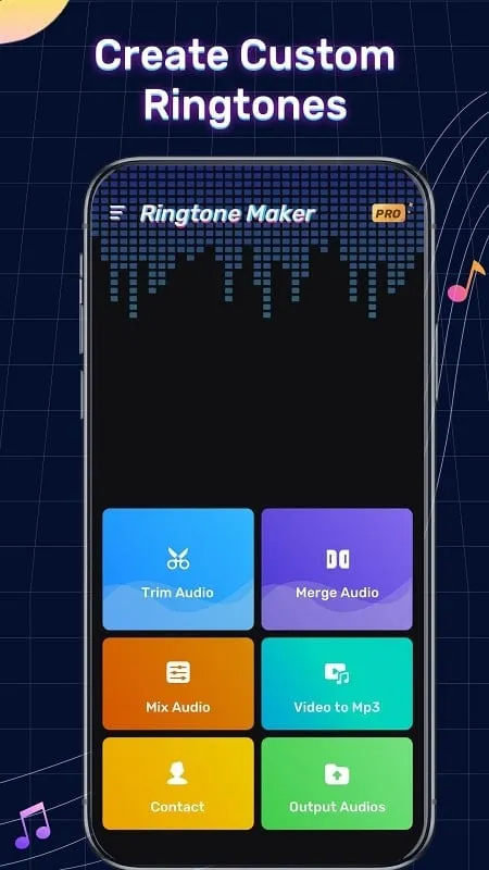 Tampilan antarmuka Ringtone Maker mod dengan fitur premium