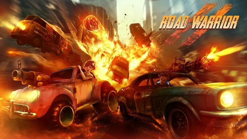 Aksi balapan di Road Warrior Combat Racing.