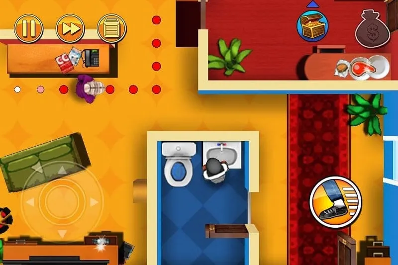 Robbery Bob in-game screenshot showing the use of the mod menu.