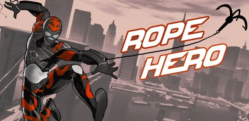 Rope Hero gameplay screenshot showcasing the character in action.