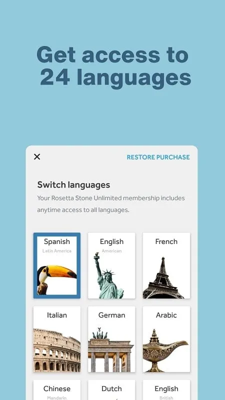 Rosetta Stone Learn Languages mod features