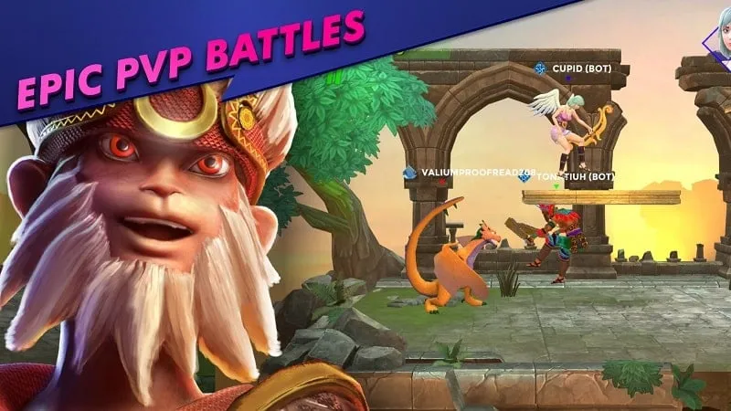 Tangkapan layar game Rumble Arena MOD APK dengan uang tak terbatas.