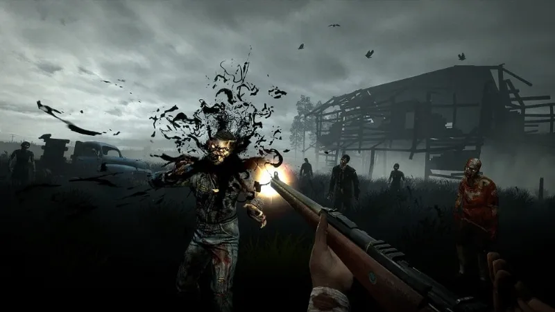 Cảnh nhân vật chạy trong đám zombie trong game Into the Dead.