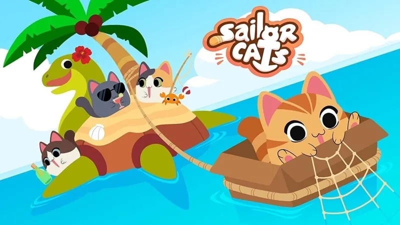 Sailor Cats gameplay screenshot showcasing a cat on a boat.