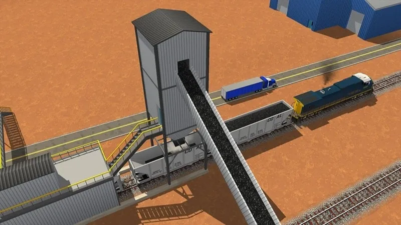 Screenshot depicting a scenic landscape view from the train driver's perspective in TrainWorks 2.