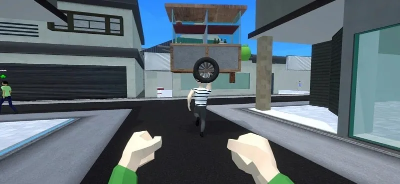 Screenshot of Bakso Simulator showcasing the upgraded cart and various interactive elements in the game.