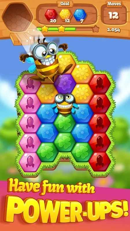 Screenshot of Bee Brilliant Blast showing the results screen after completing a level.