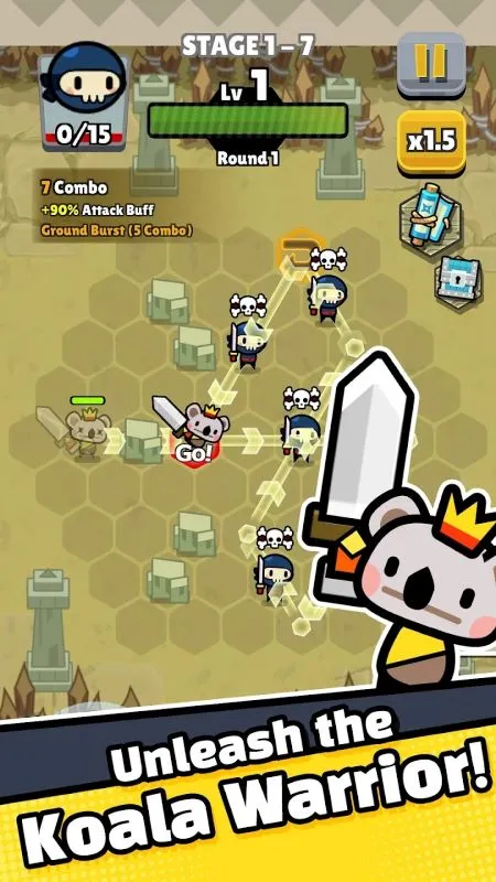 Screenshot of Combo Koala showcasing the unique attack combinations.