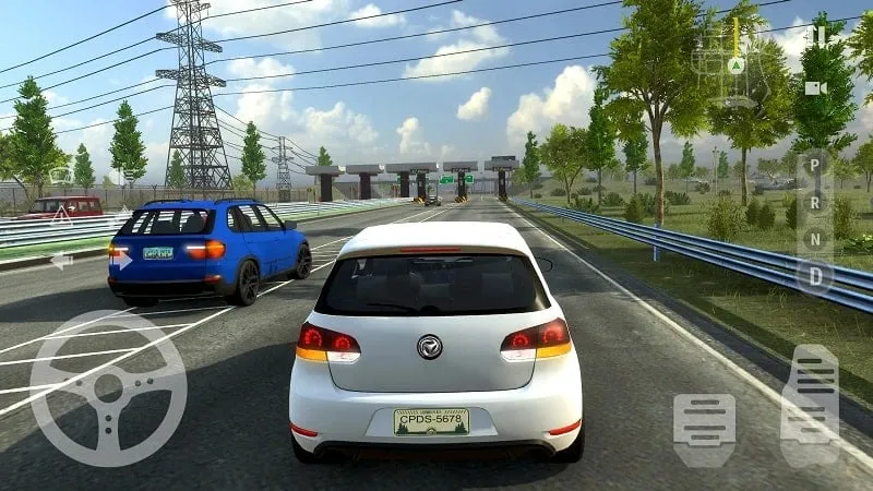 Screenshot of gameplay in Car Parking Driving School Mod, demonstrating high-quality graphics.