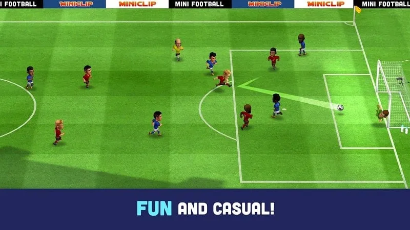 Screenshot of gameplay in Mini Football MOD APK.