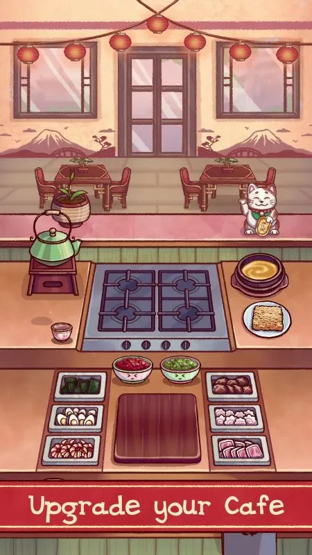 Screenshot of Lily's Town showcasing restaurant upgrades and decorations.