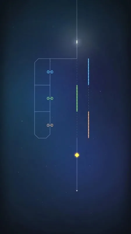 Screenshot of Linelight gameplay showing the interaction between the light line and obstacles.