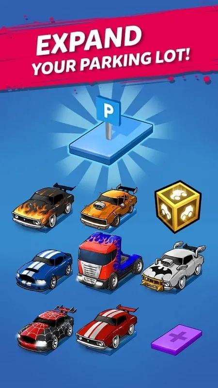 Screenshot of Merge Muscle Car gameplay displaying the in-game currency and shop interface.