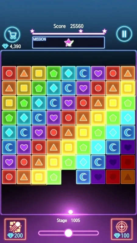 Screenshot of the Brick Pang game displaying the available power-ups.