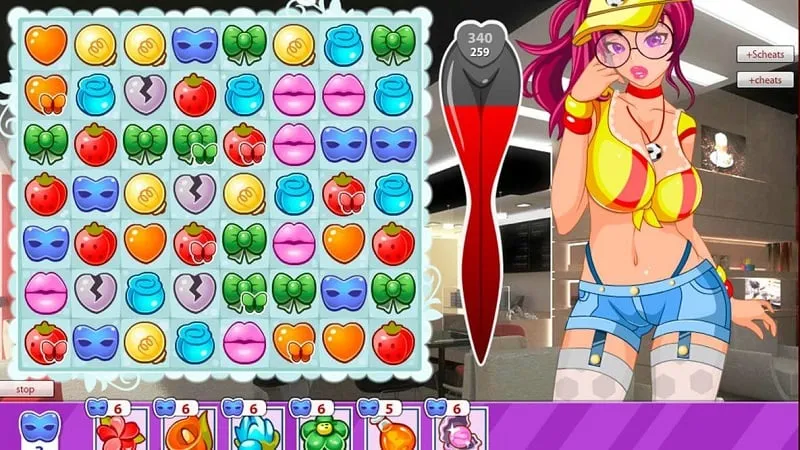 Screenshot of the character selection screen in Pussy Saga Mobile