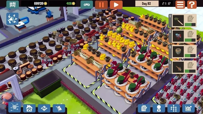 Screenshot of the game Little Big Workshop showcasing factory management.