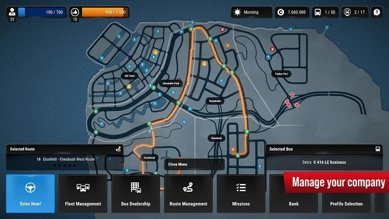 Screenshot of the game settings menu in Bus Simulator City Ride highlighting options to clear cache and data.