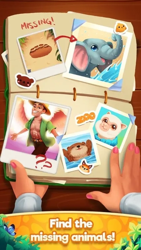 Screenshot of the gameplay interface in Zoo Merge, highlighting various interactive elements and the user interface.