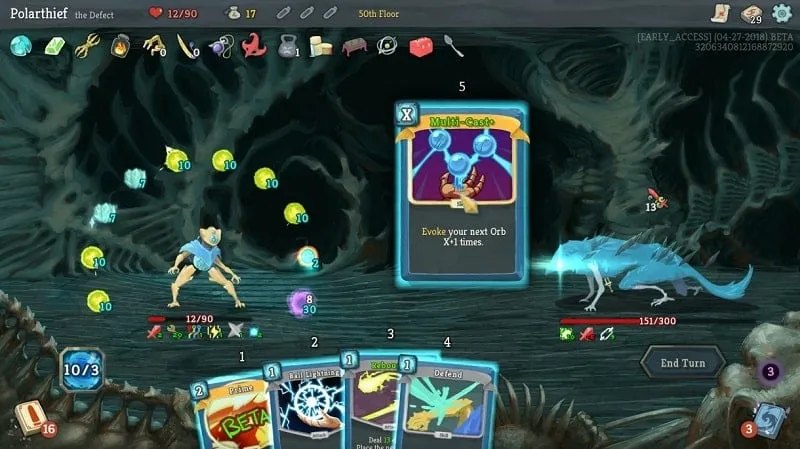 Tangkapan layar antarmuka toko dalam game di Slay the Spire yang menampilkan kartu dan relik yang tersedia untuk dibeli.