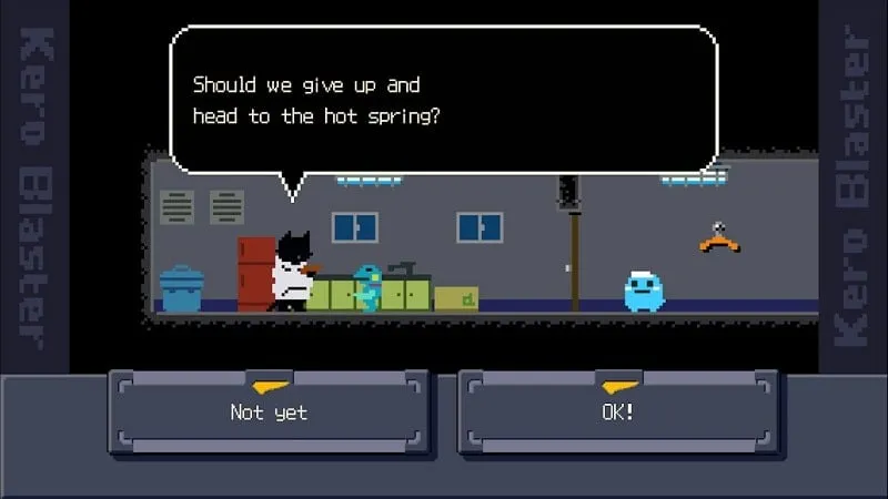 Screenshot of the in-game store in Kero Blaster showcasing available upgrades.