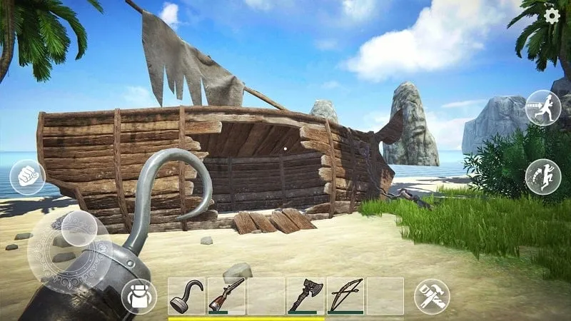 Screenshot of the Last Pirate game displaying the character crafting tools using the unlimited resources provided by the mod.