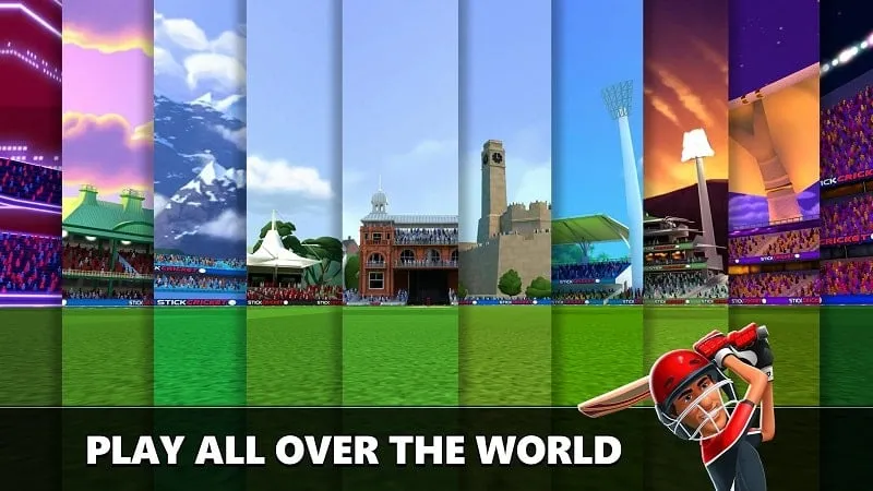 Screenshot of the player card collection interface in Stick Cricket Live, showcasing the diversity of characters available.