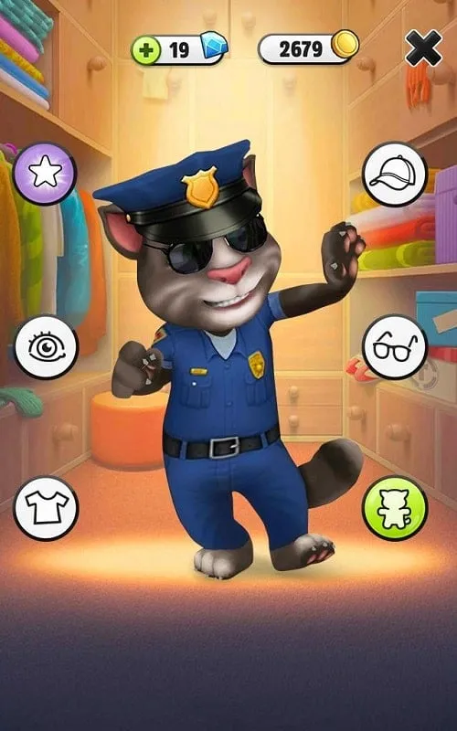 Screenshot showcasing in-game store items in My Talking Tom.