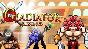 Screenshot showcasing the gameplay of Gladiator Rising, highlighting the combat arena and character models.