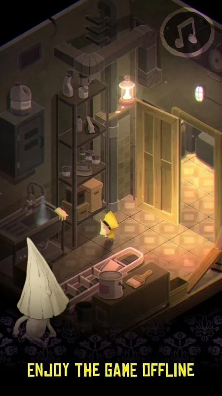 Screenshot showcasing the protagonist navigating a complex trap in Very Little Nightmares, emphasizing the game's puzzle-solving aspects.