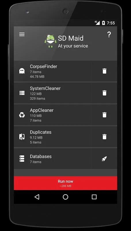 SD Maid Pro mod interface showing premium features