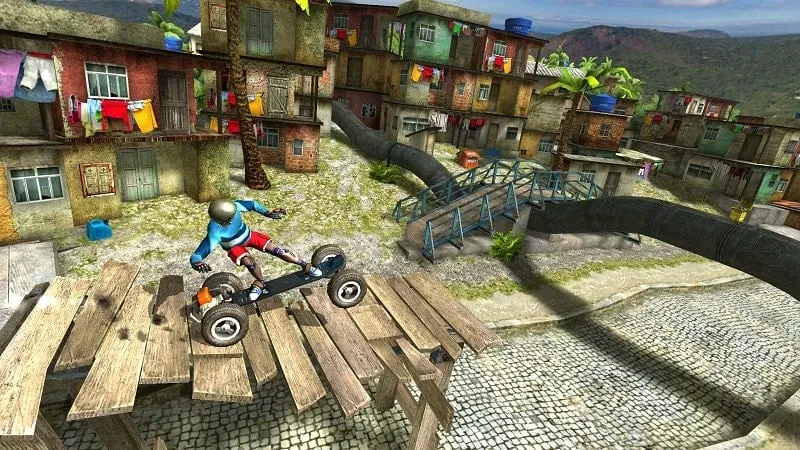 Selecting different bikes and customizing them in the game menu.