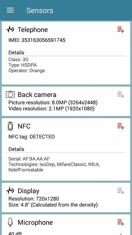 Sensors Toolbox mod apk showing external parameter measurement tools