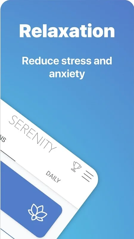 Serenity app interface displaying meditation options