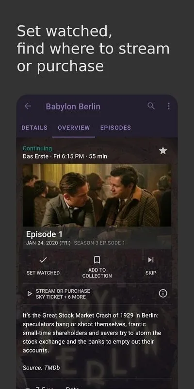 SeriesGuide mod apk features overview visual