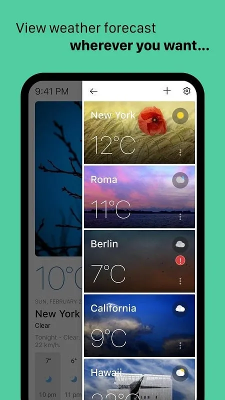 Sharing weather information with friends using Today Weather Mod APK