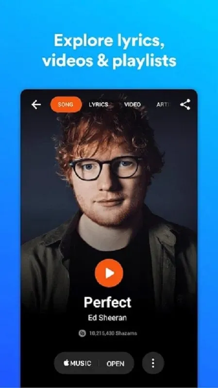 Shazam mod interface showing premium features