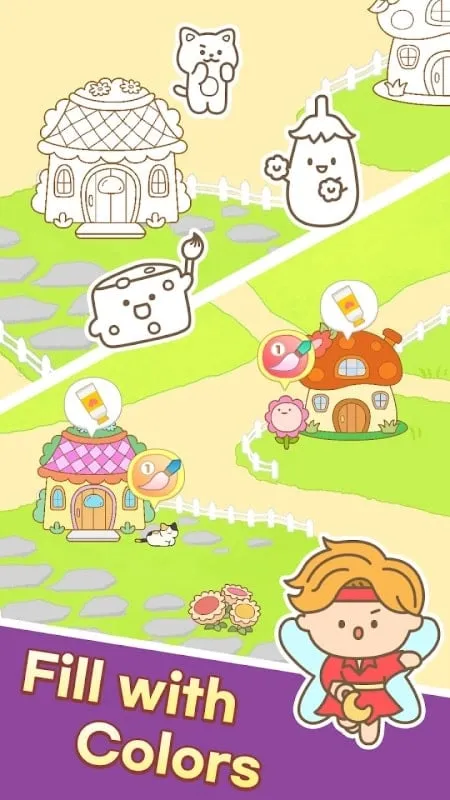 Showcase of characters and stickers in Color Town.