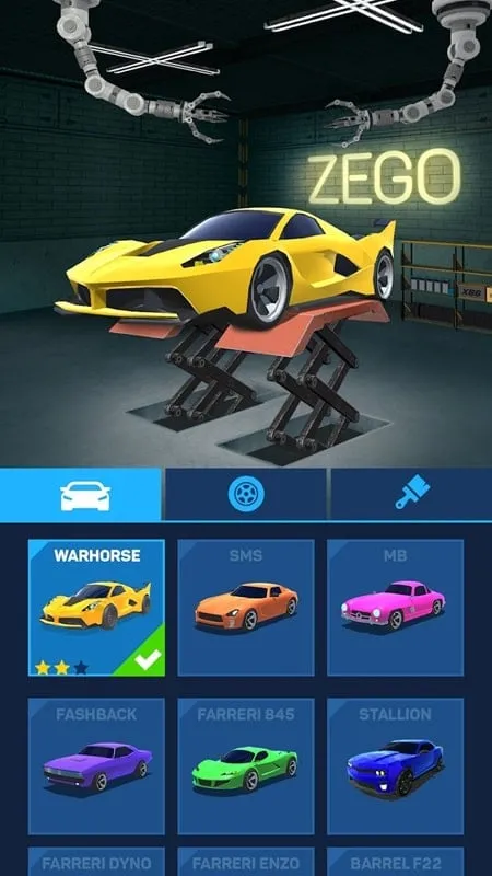 Showcase of different car models available in Car Race 3D.