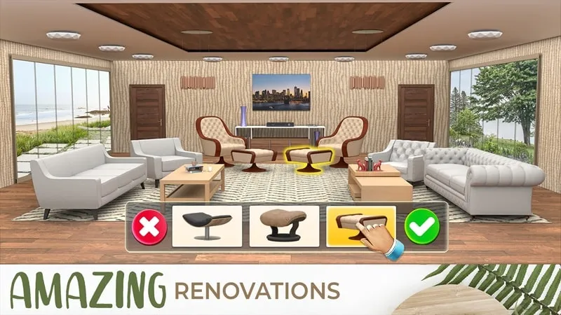 Showcase of different room designs achievable in My Home Makeover Design.