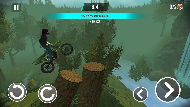 Showcase of different terrains and environments in Stunt Bike Extreme with a rider performing a jump.