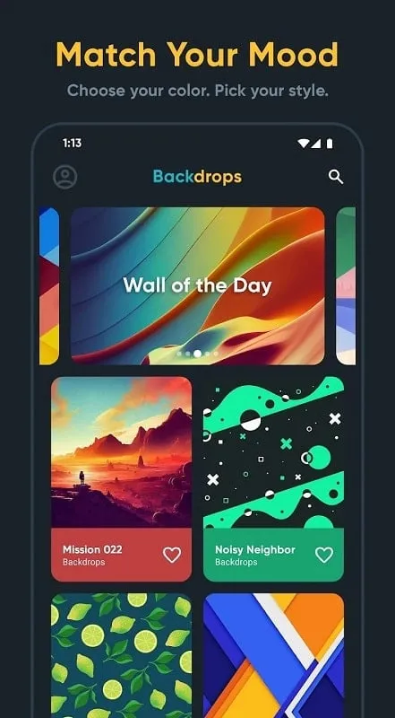 Showcase of premium wallpapers available in Backdrops MOD APK