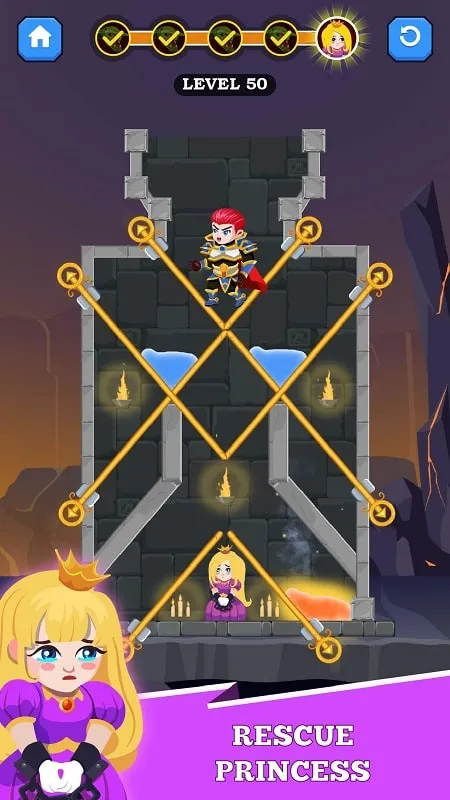 Showcasing a level completed within the Hero Rescue game.