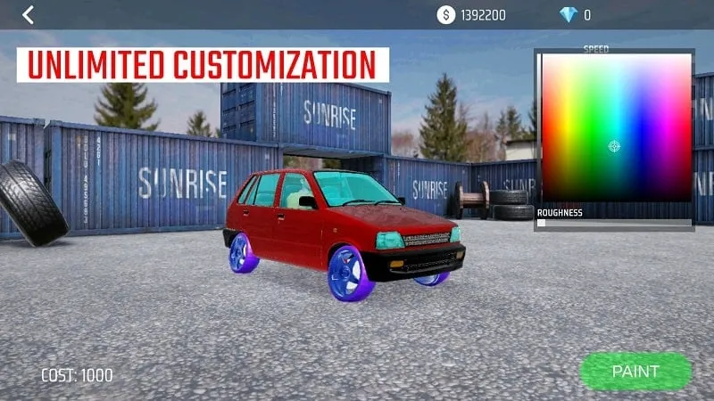 Showcasing car customization options in Indian Car Stunt Simulator.